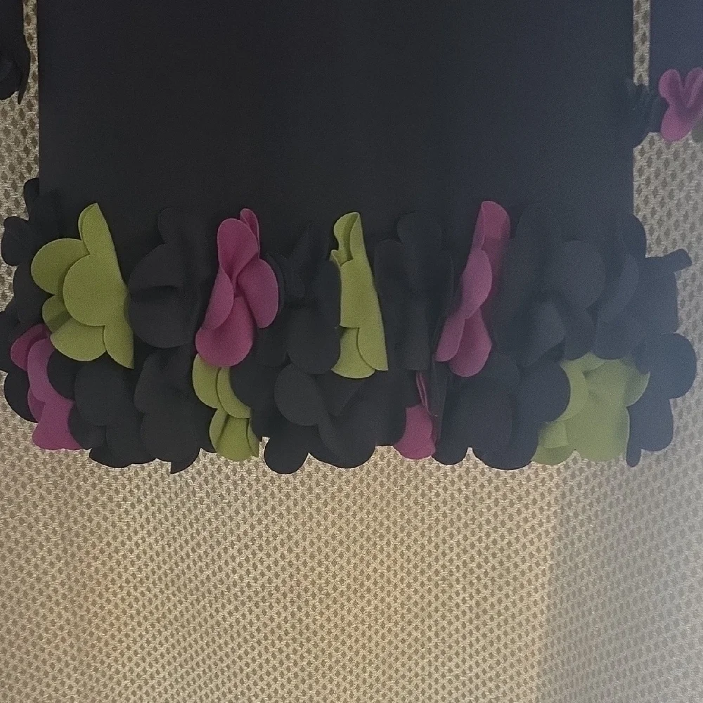 Biscotti Black Dress with Purple and Green Accents - Picture 4 of 8